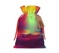 Pyjwyfmy Dream Colorful Print Christmas Gift Bags,Santa Wrapping Bag,Christmas Canvas Gift Bags With Drawstrings,Present Bag
