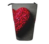 Pyjwyfmy Falling Red Hearts Print Standing Pencil Case,Telescopic Pen Pouch,Portable Pencil Holder For Study Or Office Supplies