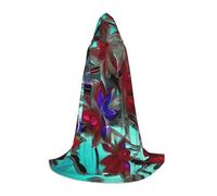 Pyjwyfmy Flower Stained Glass Print Hooded Cape,Long Costume Cloak With Hood,Elegant Christmas Halloween Cloak