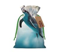 Pyjwyfmy Funny Dolphin Looking At You Christmas Gift Bags,Gift Bags For Christmas Wrapping, Pouches With Drawstring Closure