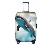 Pyjwyfmy Funny Dolphin Looking At You Print Suitcase Coverâ€“travel Luggage Cover With Elasticity For Suitcases (S/M/L/Xl Sizes), White, L