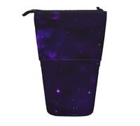 Pyjwyfmy Galaxy Starry Space Purple Starry Print Standing Pencil Case,Telescopic Pen Pouch,Portable Pencil Holder For Study Or Office Supplies