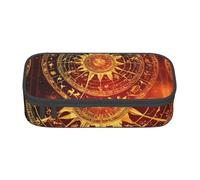 Pyjwyfmy Gears Clock Bronze Century Print Big Capacity Pencil Pen Case Office Large Storage High Capacity Bag Pouch Holder Box Makeup Bag