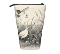 Pyjwyfmy Grass And Dove Print Standing Pencil Case,Telescopic Pen Pouch,Portable Pencil Holder For Study Or Office Supplies