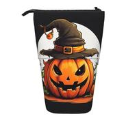 Pyjwyfmy Halloween Cute Pumpkin Print Standing Pencil Case,Telescopic Pen Pouch,Portable Pencil Holder For Study Or Office Supplies