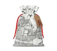 Pyjwyfmy Halloween Flying Bats Print Christmas Gift Bags,Santa Wrapping Bag,Christmas Canvas Gift Bags With Drawstrings,Present Bag