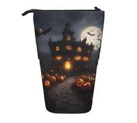 Pyjwyfmy Halloween Pumpkin Print Standing Pencil Case,Telescopic Pen Pouch,Portable Pencil Holder For Study Or Office Supplies