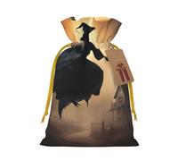 Pyjwyfmy Halloween Witch Flying Christmas Gift Bags,Gift Bags For Christmas Wrapping, Pouches With Drawstring Closure