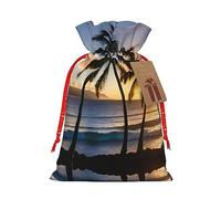 Pyjwyfmy Hawaii Sunbeams Print Christmas Gift Bags,Santa Wrapping Bag,Christmas Canvas Gift Bags With Drawstrings,Present Bag