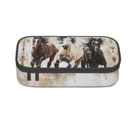 Pyjwyfmy Horses Running Art Print Big Capacity Pencil Pen Case Office Large Storage High Capacity Bag Pouch Holder Box Makeup Bag