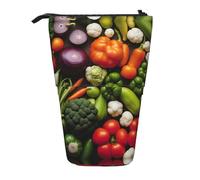Pyjwyfmy Introduction Of Various Vegetables Print Standing Pencil Case,Telescopic Pen Pouch,Portable Pencil Holder For Study Or Office Supplies