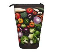 Pyjwyfmy Introduction Of Various Vegetables Print Standing Pencil Case,Telescopic Pen Pouch,Portable Pencil Holder For Study Or Office Supplies