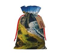 Pyjwyfmy Ireland Outdoors County Clare The Cliffs Print Christmas Gift Bags,Santa Wrapping Bag,Christmas Canvas Gift Bags With Drawstrings,Present Bag