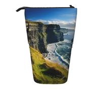 Pyjwyfmy Ireland Outdoors County Clare The Cliffs Print Standing Pencil Case,Telescopic Pen Pouch,Portable Pencil Holder For Study Or Office Supplies