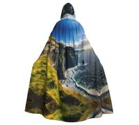 PYJWYFMY Ireland Outdoors County Clare The Cliffs Print Unisex Adults Hooded Cloak Velvet Cape For Halloween Robe Christmas Cloak Cosplay Costumes