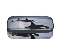 Pyjwyfmy Killer Whales Swim Along Print Big Capacity Pencil Pen Case Office College Large Storage High Capacity Bag Pouch Holder Box