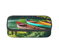 Pyjwyfmy Lake With Boats Canoes Park Print Big Capacity Pencil Pen Case Office Large Storage High Capacity Bag Pouch Holder Box Makeup Bag