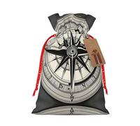 Pyjwyfmy Law Of The Compass Navigation Print Christmas Gift Bags,Santa Wrapping Bag,Christmas Canvas Gift Bags With Drawstrings,Present Bag