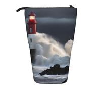 Pyjwyfmy Lighthouse In Storm Print Standing Pencil Case,Telescopic Pen Pouch,Portable Pencil Holder For Study Or Office Supplies