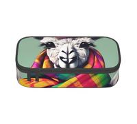 Pyjwyfmy Llama In A Scarf Print Big Capacity Pencil Pen Case Office Large Storage High Capacity Bag Pouch Holder Box Makeup Bag