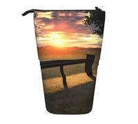 Pyjwyfmy Lonely Bench Sunset Print Standing Pencil Case,Telescopic Pen Pouch,Portable Pencil Holder For Study Or Office Supplies