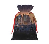 Pyjwyfmy Los Angeles Skyline Print Christmas Gift Bags,Santa Wrapping Bag,Christmas Canvas Gift Bags With Drawstrings,Present Bag