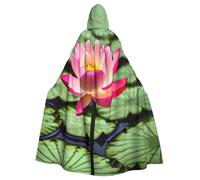 PYJWYFMY Lotus Flower Print Unisex Adults Hooded Cloak Velvet Cape For Halloween Robe Christmas Cloak Cosplay Costumes