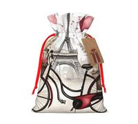 Pyjwyfmy Love Paris Tower Coffee Wine Perfume Bicycle Heart Christmas Gift Bags,Gift Bags For Christmas Wrapping, Pouches With Drawstring Closure