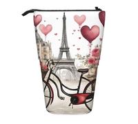 Pyjwyfmy Love Paris Tower Coffee Wine Perfume Bicycle Heart Print Standing Pencil Case,Telescopic Pen Pouch,Portable Pencil Holder For Study Or Office Supplies