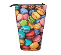 Pyjwyfmy Macaron Biscuit Flavored Print Standing Pencil Case,Telescopic Pen Pouch,Portable Pencil Holder For Study Or Office Supplies