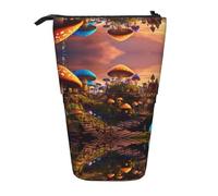 Pyjwyfmy Magic Mushroom Print Standing Pencil Case,Telescopic Pen Pouch,Portable Pencil Holder For Study Or Office Supplies