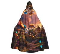 PYJWYFMY Magic Mushroom Print Unisex Adults Hooded Cloak Velvet Cape For Halloween Robe Christmas Cloak Cosplay Costumes