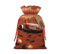 Pyjwyfmy Mars Planet Print Christmas Gift Bags,Santa Wrapping Bag,Christmas Canvas Gift Bags With Drawstrings,Present Bag