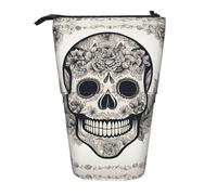 Pyjwyfmy Mexican Skull Print Standing Pencil Case,Telescopic Pen Pouch,Portable Pencil Holder For Study Or Office Supplies