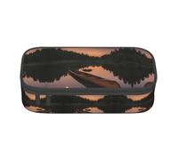 Pyjwyfmy Moonlit Canoe Allagash River Print Big Capacity Pencil Pen Case Office Large Storage High Capacity Bag Pouch Holder Box Makeup Bag