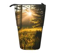 Pyjwyfmy Morning Sunlight In Wilderness Print Standing Pencil Case,Telescopic Pen Pouch,Portable Pencil Holder For Study Or Office Supplies