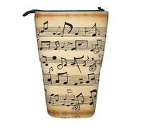 Pyjwyfmy Musical Notes Print Standing Pencil Case,Telescopic Pen Pouch,Portable Pencil Holder For Study Or Office Supplies