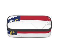 Pyjwyfmy North Carolina State Flag Map Print Big Capacity Pencil Pen Case Office Large Storage High Capacity Bag Pouch Holder Box Makeup Bag