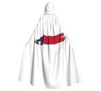 PYJWYFMY North Carolina State Flag Map Print Unisex Adults Hooded Cloak Velvet Cape For Halloween Robe Christmas Cloak Cosplay Costumes
