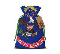 Pyjwyfmy North Dakota State Flag Map Christmas Gift Bags,Gift Bags For Christmas Wrapping, Pouches With Drawstring Closure