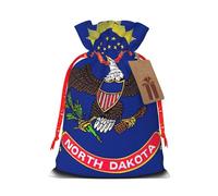 Pyjwyfmy North Dakota State Flag Map Christmas Gift Bags,Gift Bags For Christmas Wrapping, Pouches With Drawstring Closure