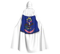 PYJWYFMY North Dakota State Flag Map Print Unisex Adults Hooded Cloak Velvet Cape For Halloween Robe Christmas Cloak Cosplay Costumes