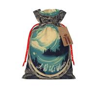 Pyjwyfmy Not All Who Wander Are Lost Print Christmas Gift Bags,Santa Wrapping Bag,Christmas Canvas Gift Bags With Drawstrings,Present Bag