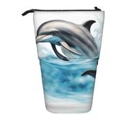 Pyjwyfmy Ocean Dolphin Looking At You Print Standing Pencil Case,Telescopic Pen Pouch,Portable Pencil Holder For Study Or Office Supplies