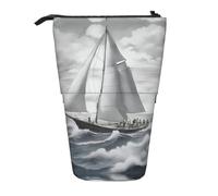 Pyjwyfmy Ocean Sailing Print Standing Pencil Case,Telescopic Pen Pouch,Portable Pencil Holder For Study Or Office Supplies