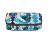 Pyjwyfmy Ocean Wave Print Big Capacity Pencil Pen Case Office Large Storage High Capacity Bag Pouch Holder Box Makeup Bag