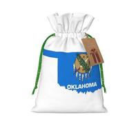 Pyjwyfmy Oklahoma State Flag Map Christmas Gift Bags,Gift Bags For Christmas Wrapping, Pouches With Drawstring Closure