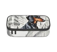 Pyjwyfmy Parisian Dachshund Print Big Capacity Pencil Pen Case Office Large Storage High Capacity Bag Pouch Holder Box Makeup Bag