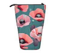 Pyjwyfmy Pastel Poppies Print Standing Pencil Case,Telescopic Pen Pouch,Portable Pencil Holder For Study Or Office Supplies