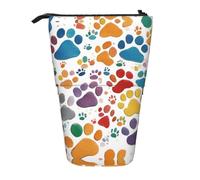 Pyjwyfmy Paw Prints Art Print Standing Pencil Case,Telescopic Pen Pouch,Portable Pencil Holder For Study Or Office Supplies